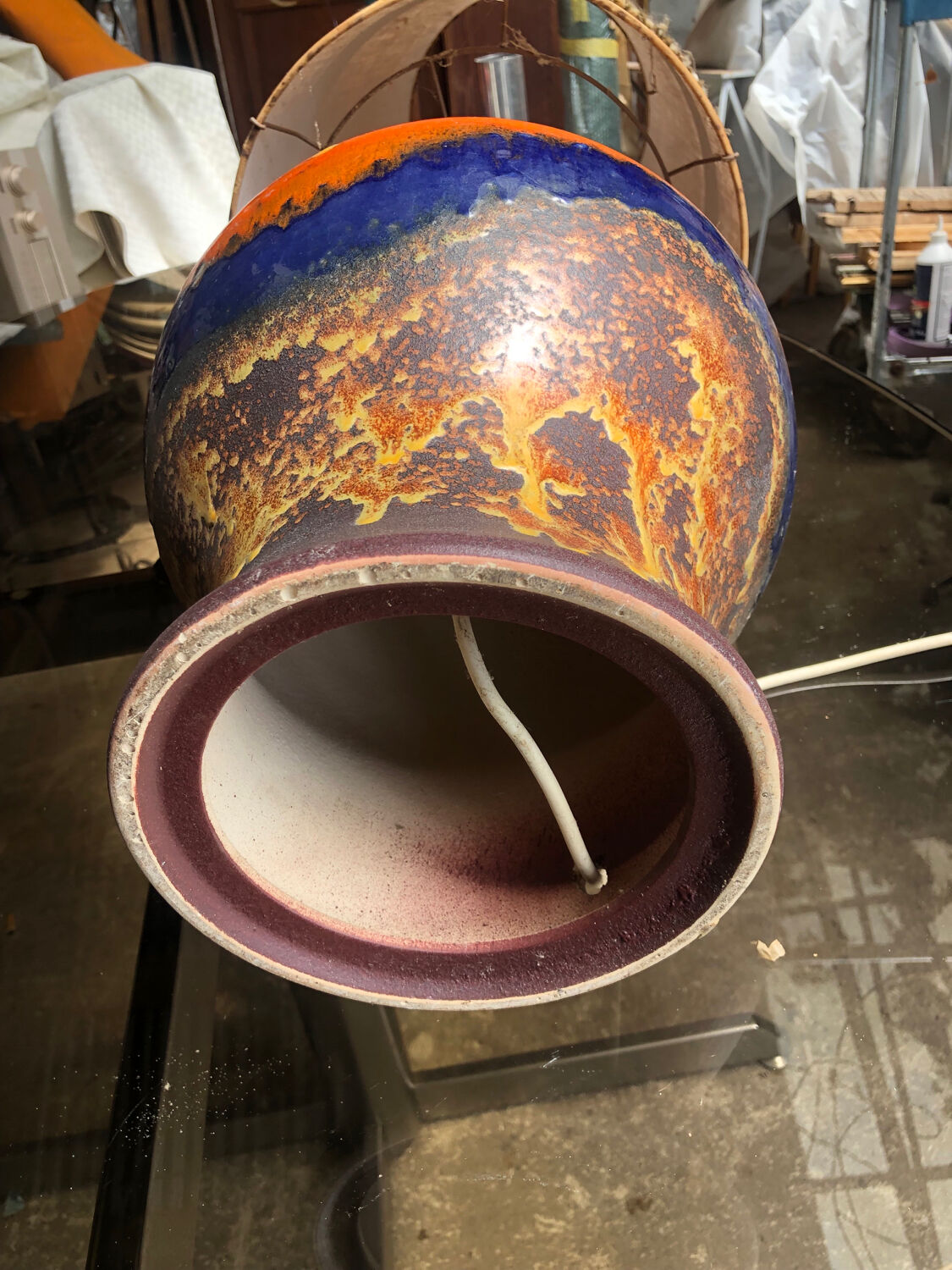 Lampe de sol céramique 1950 vintage