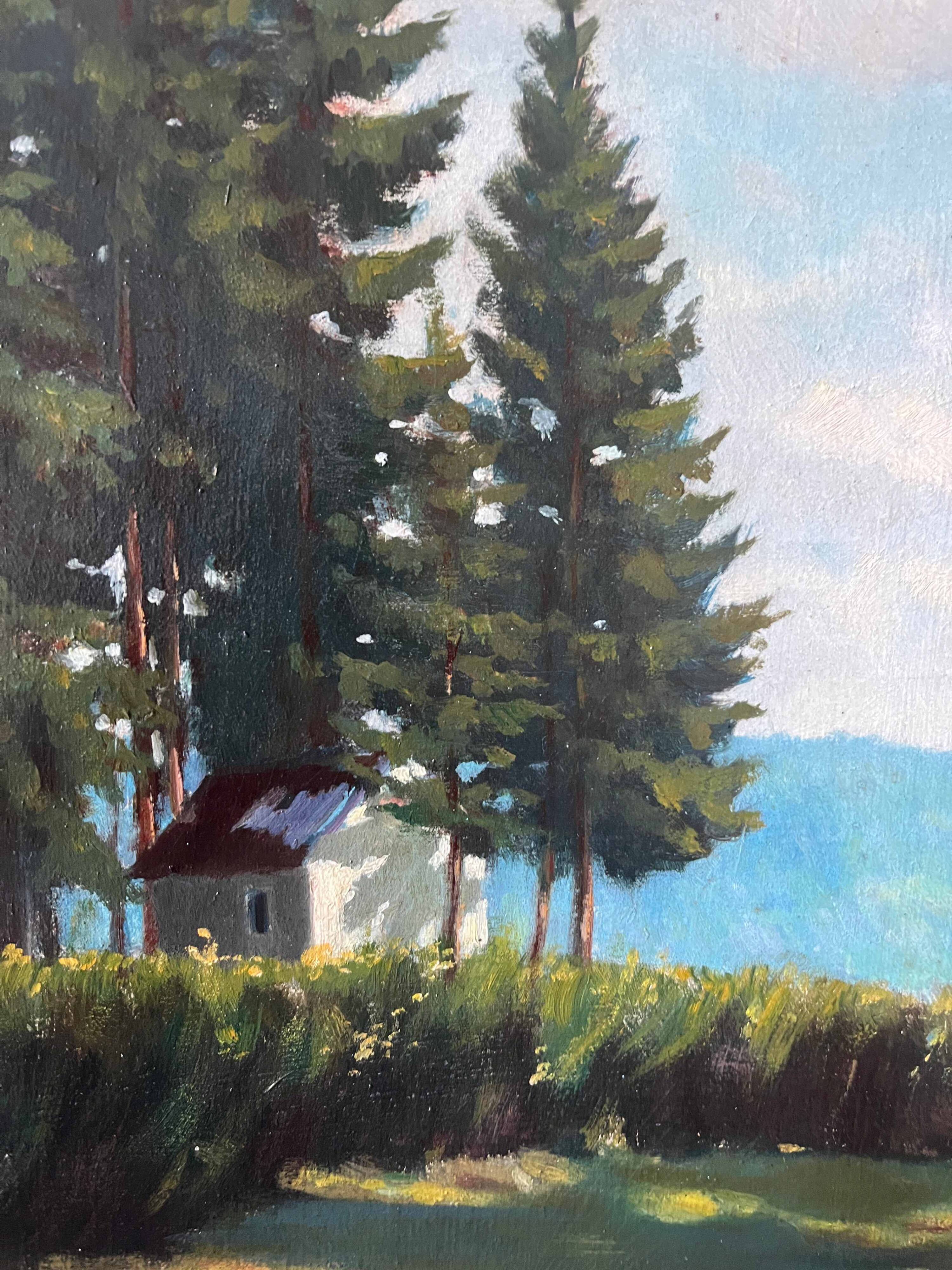 HST painting "Landscape of the Vosges" by Thiebaud Chapelle du Motiron Val-d'Ajol