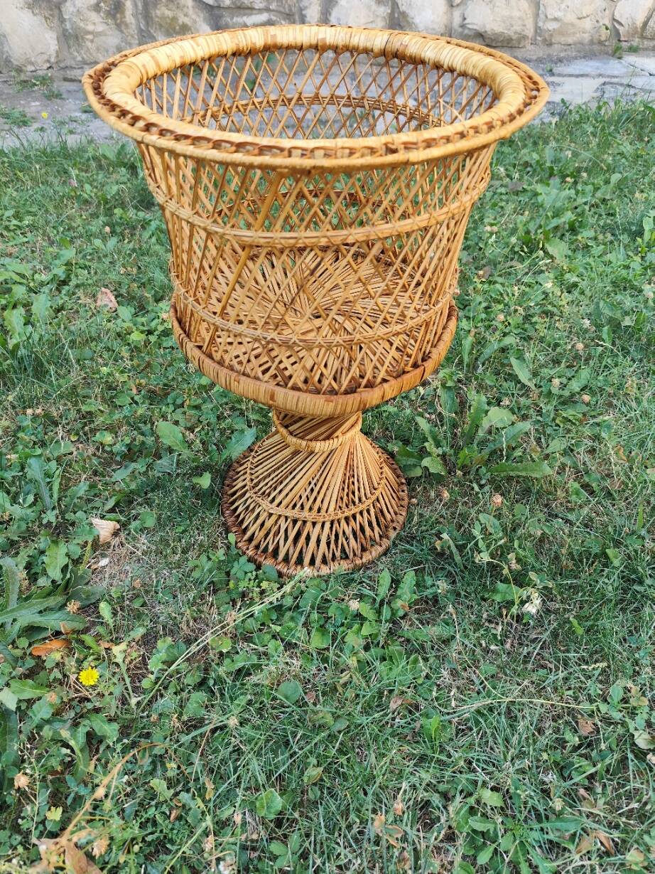 Porte plante rotin vintage