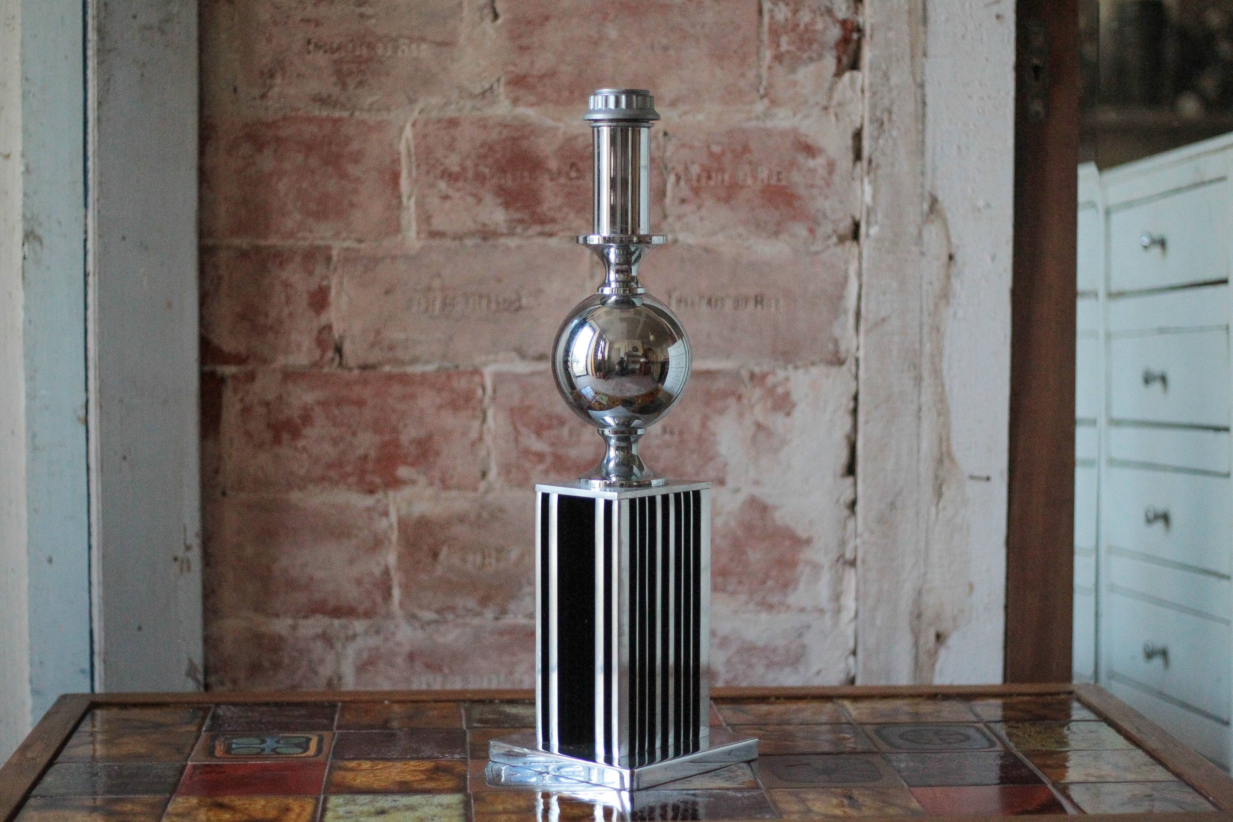 Large floor lamp from Maison Barbier, chrome Bauhaus design lamp.
