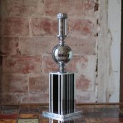 Large floor lamp from Maison Barbier, chrome Bauhaus design lamp.