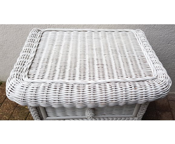 White rattan bedside