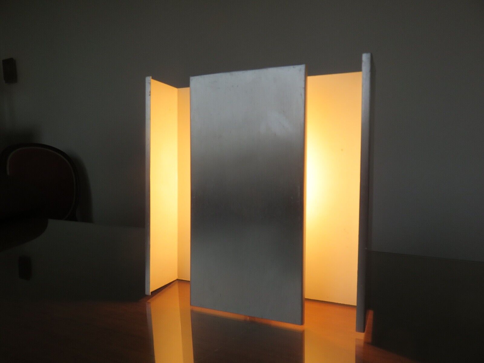 Series of 3 aluminum wall lamps, modernist, minimalist 70s