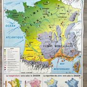 Vintage school map france climat mdi year 1968