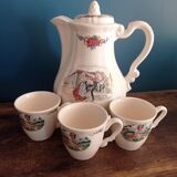 Coffee maker and cups of Sarreguemines model Obernai