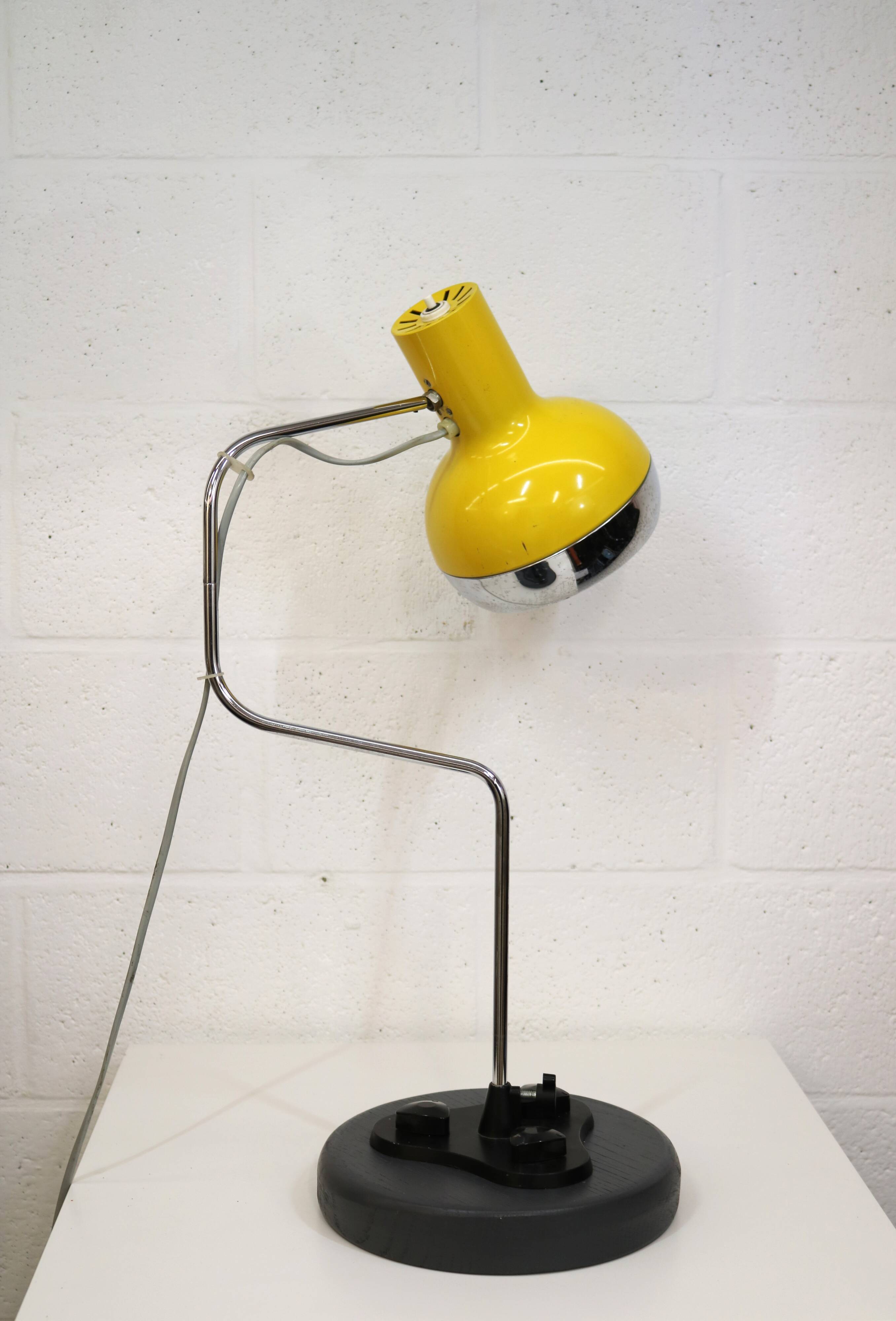 Vintage yellow table lamp by Josef Hůrka for Napako, Czechoslovakia 1970