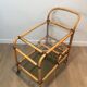 Rattan rolling table and leather ties