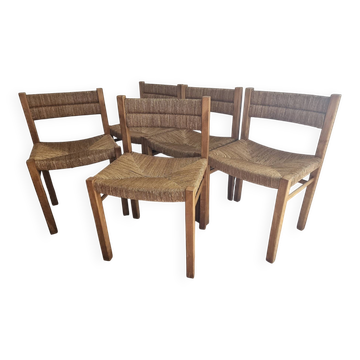 Suite de 5 chaises Pierre Gautier-Delaye, Meubles Week-End, années 60