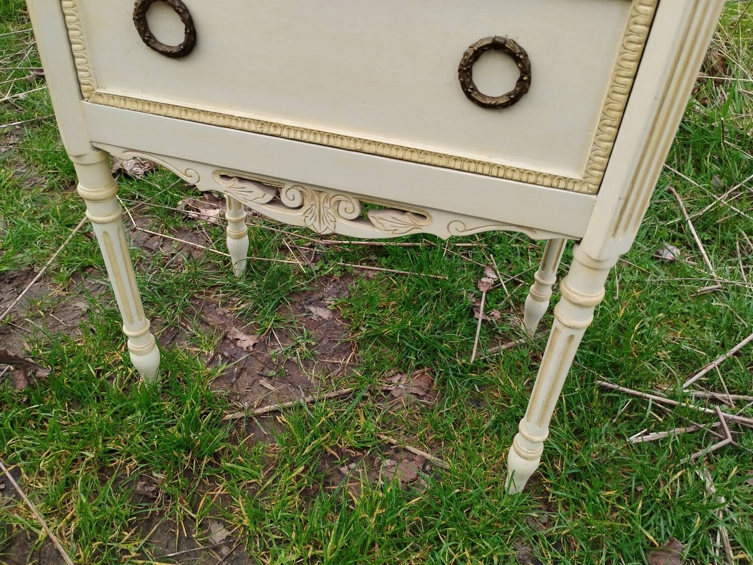 Antique Louis XVI style chest of drawers with marble top