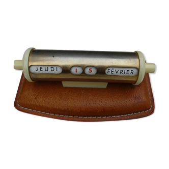 Tubular perpetual calendar, leather base, 50s