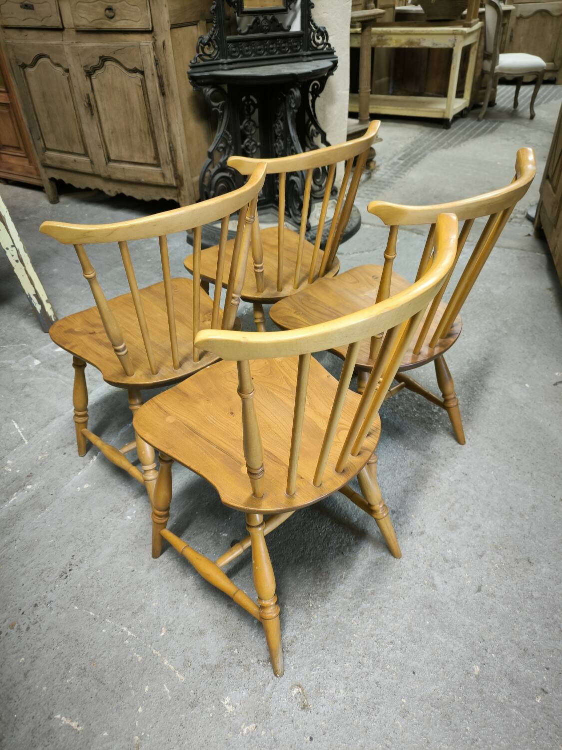 Set of 4 ERCOL chairs, Elm and Beech, 1960