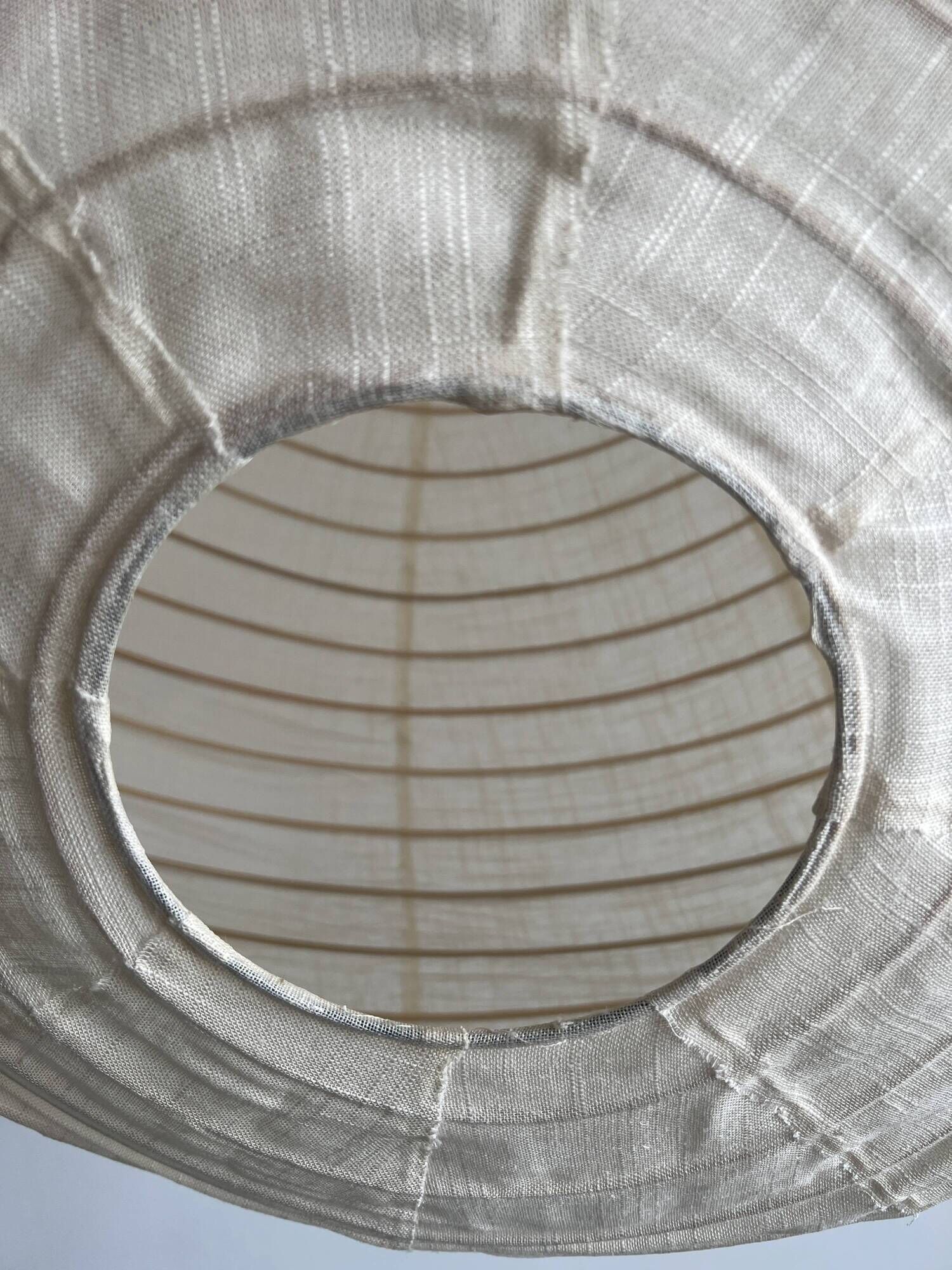 Hanging lamp in rattan and round japanese natural linen d:50