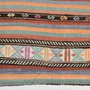 Vintage Turkish Green Kilim Rug, Bohemian Eclectic Home Decor, 176x230Cm