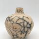 Raku ball vase, beige and black 20th century