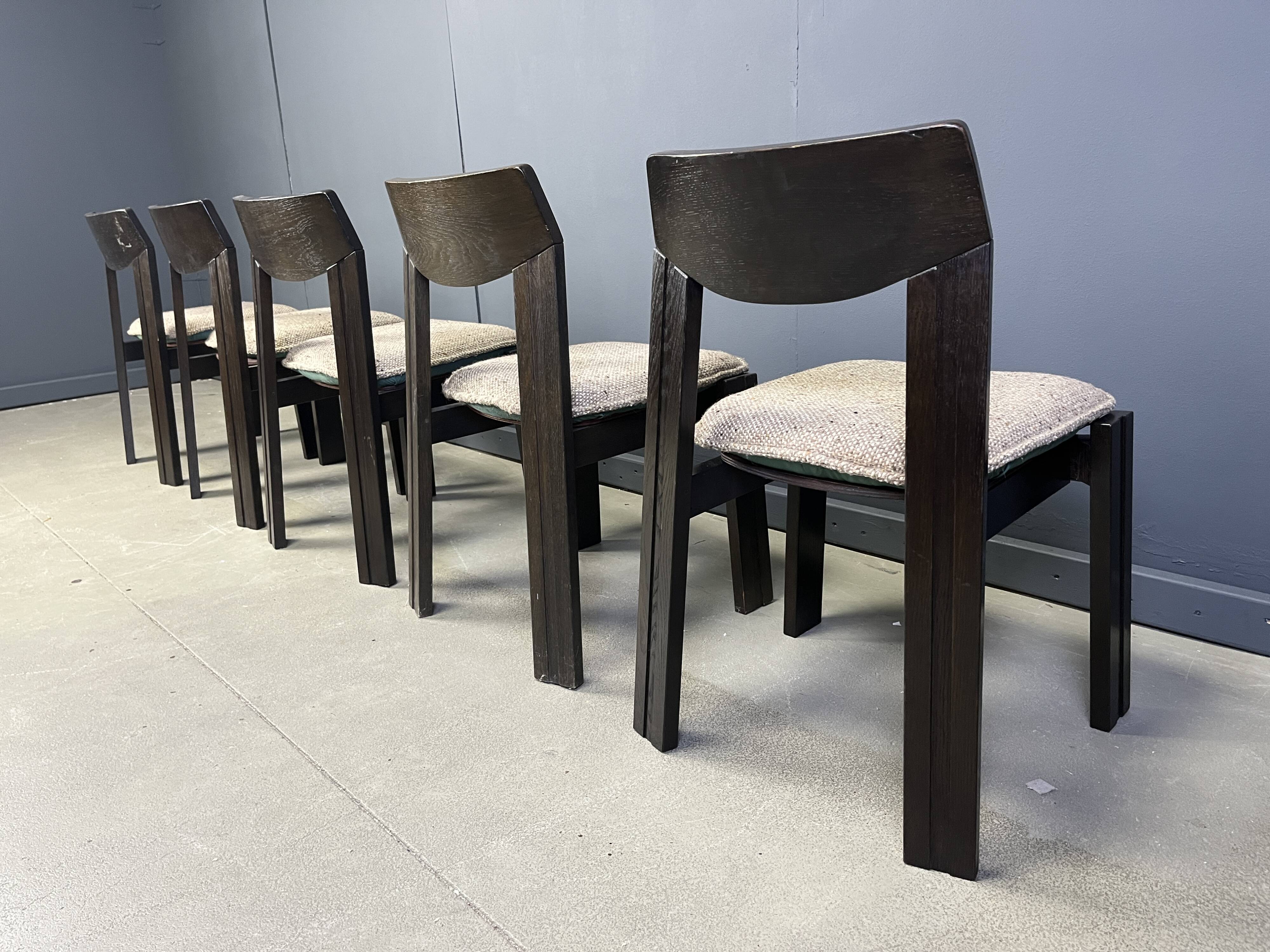 Vintage brutalist dining chairs, set of 5 - 1970s