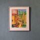 Mid-century modern swedish "the pathway" vintage framed watercolour