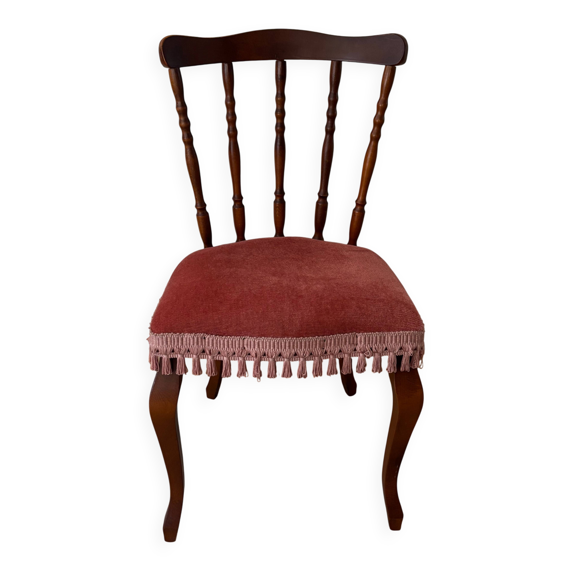 Wooden chair with red velvet