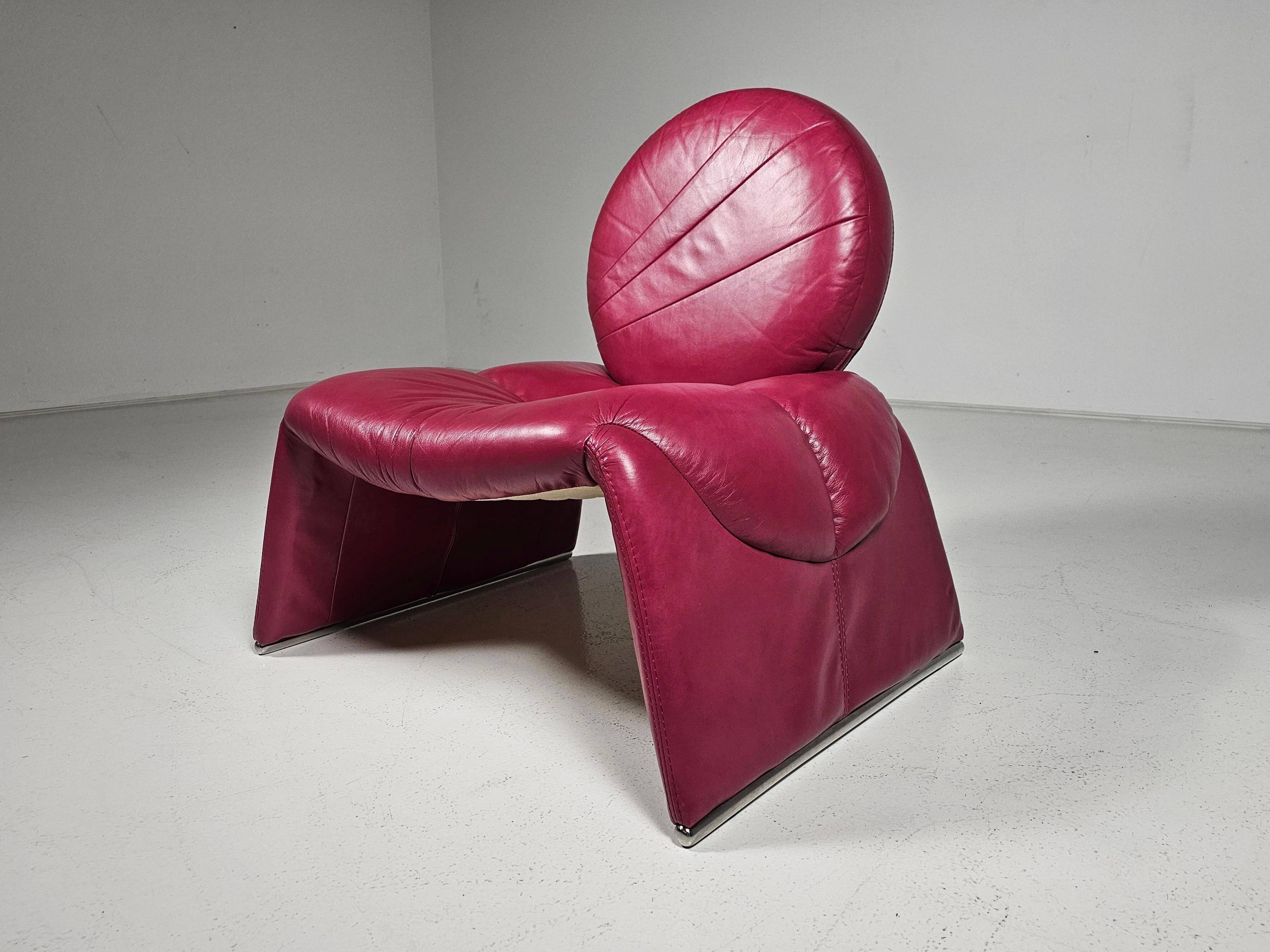 Calypso pink chaise longue by Vittorio Introini for Saporiti, Italy, 1970.