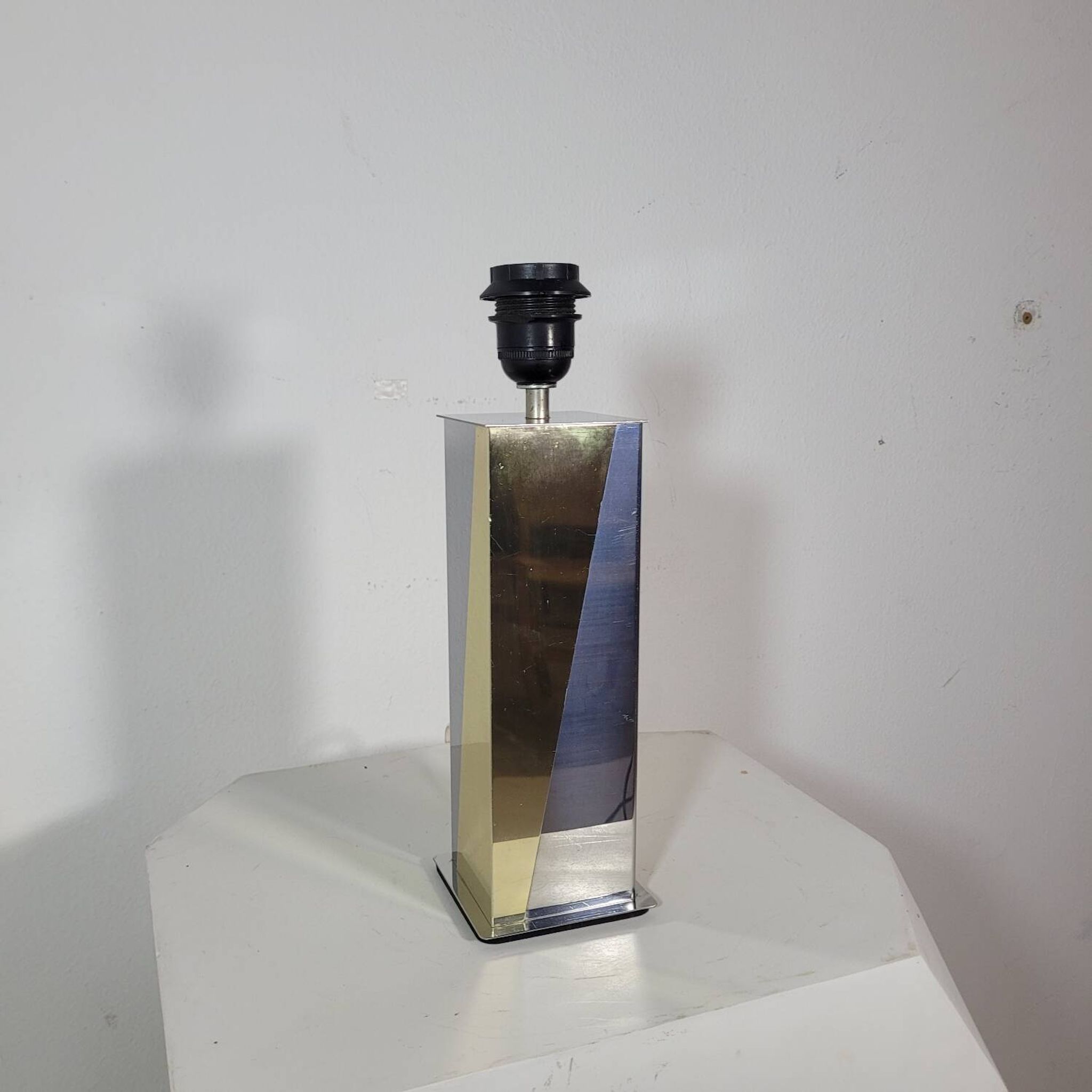 Vintage table lamp in brass and chrome metal 1970s