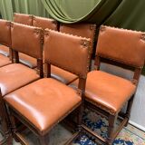 Set of 7 Renaissance-style chairs and armchairs.