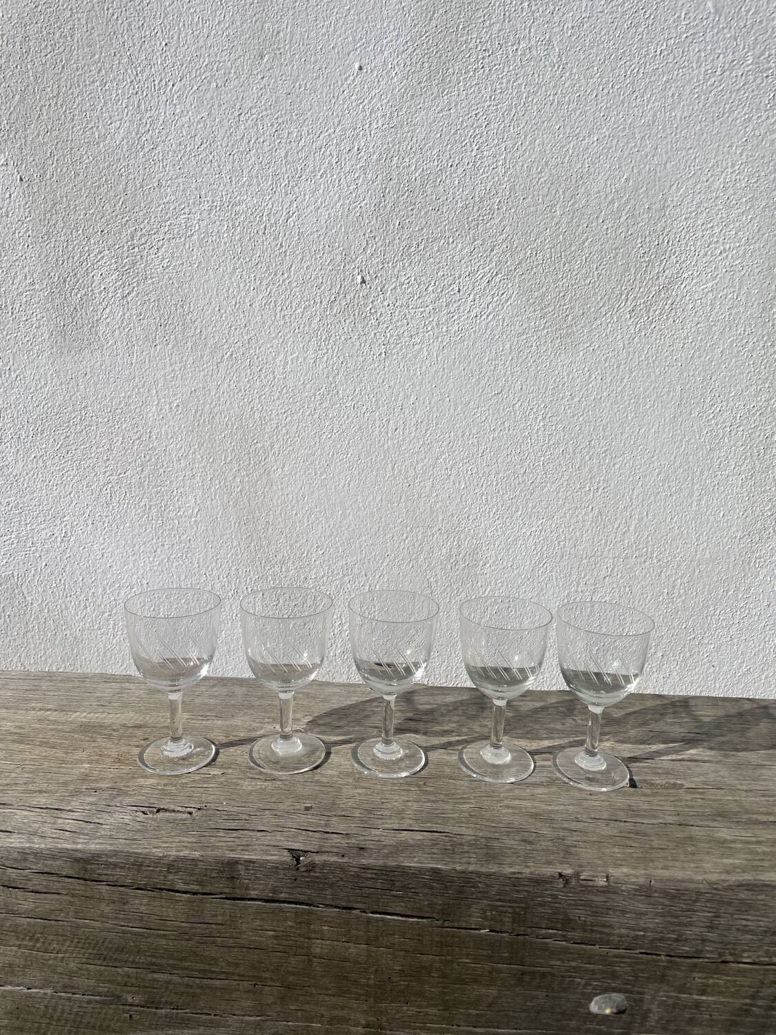 5 cut crystal stemmed glasses