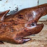 Antique XXL carved solid wood leaf cutter