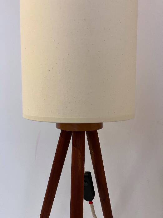 Scandinavian tripod floor lamp in teak