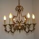 Large Antique French Art Nouveau Acanthus 6-Light Bronze Cage Candlestick
