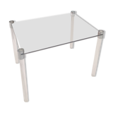 Table basse appoint vintage verre fumé et plexi