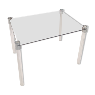 Vintage side coffee table smoked glass and plexi