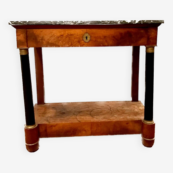 Napoleon III console with detached columns in walnut and black wood 19th century