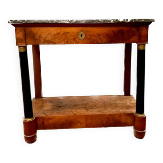 Napoleon III console with detached columns in walnut and black wood 19th century