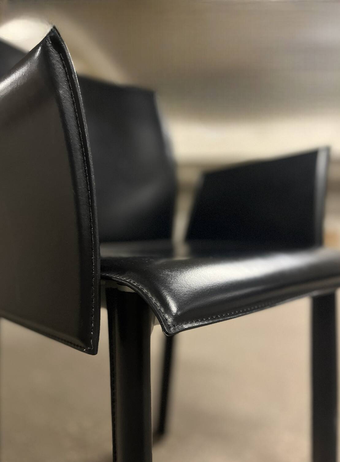 Office chair with armrests in thick black leather, Cattelan Italia