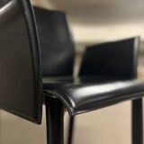 Office chair with armrests in thick black leather, Cattelan Italia