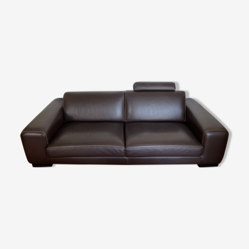 Sofa 3-4 seats leather Roche Bobois color Chocolate