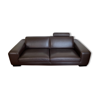 Sofa 3-4 seats leather Roche Bobois color Chocolate