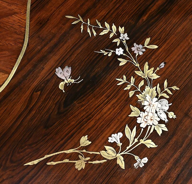 Small Living Room Table in Rosewood and Marquetry, Louis XV style, Napoleon III – Middle XI period