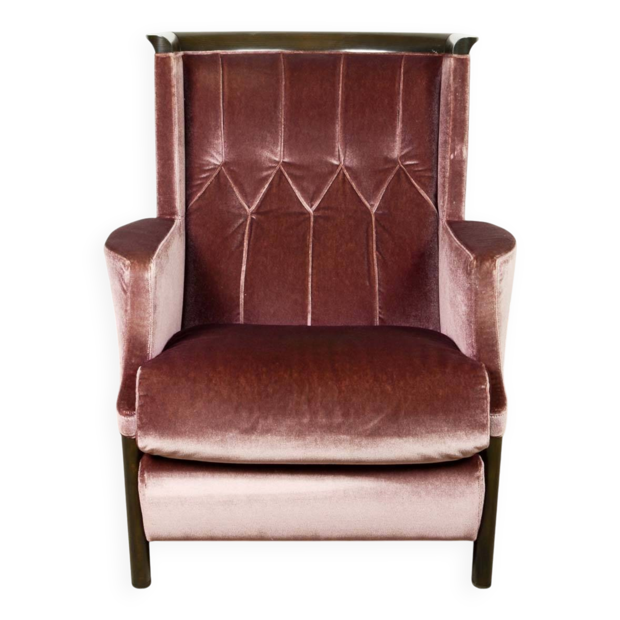 Italian Purple Velours Lounge Chair designed for Giorgetti, 1970s