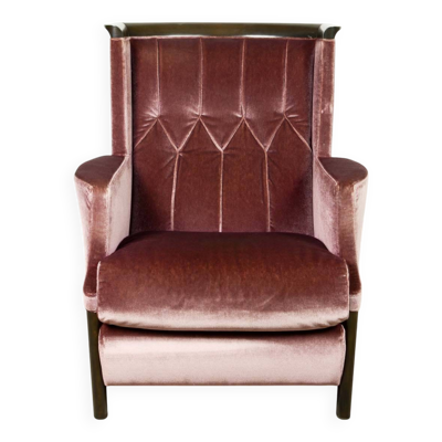 Fauteuil italien en velours violet conçu pour Giorgetti, années 1970