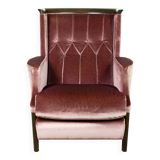 Italian Purple Velours Lounge Chair designed for Giorgetti, 1970s