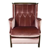 Fauteuil italien en velours violet conçu pour Giorgetti, années 1970