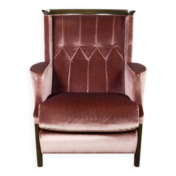 Fauteuil italien en velours violet conçu pour Giorgetti, années 1970