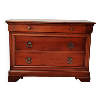 Chest of drawers 3 drawers with doucine -Louis Philippe style - solid wood -cherry stained