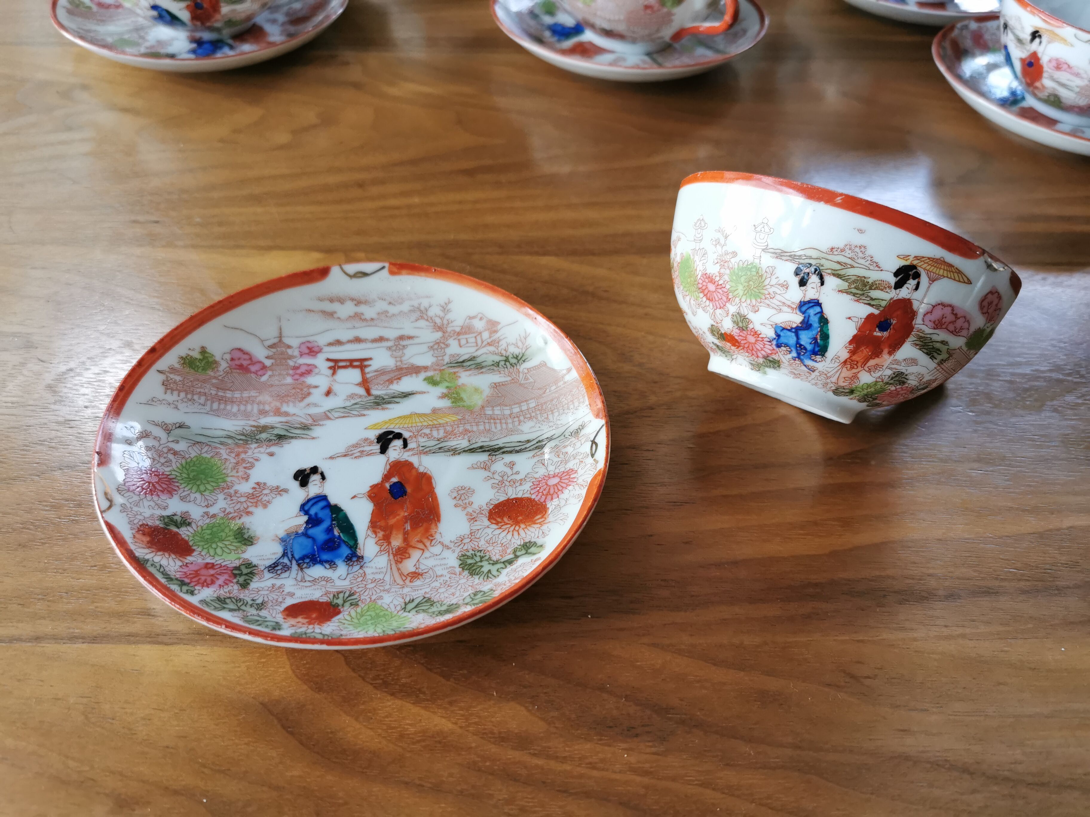 Great old Japanese tea set made of porcelain