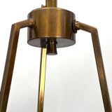 Gino Paroldo, modernist brass and smoked glass chandelier, Italy 1960s