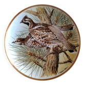 Assiette porcelaine Limoges collection oiseaux Hazel Grouse