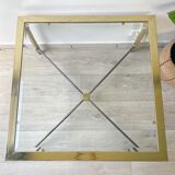 Vintage Brass and Square Beveled Glass Coffee Table