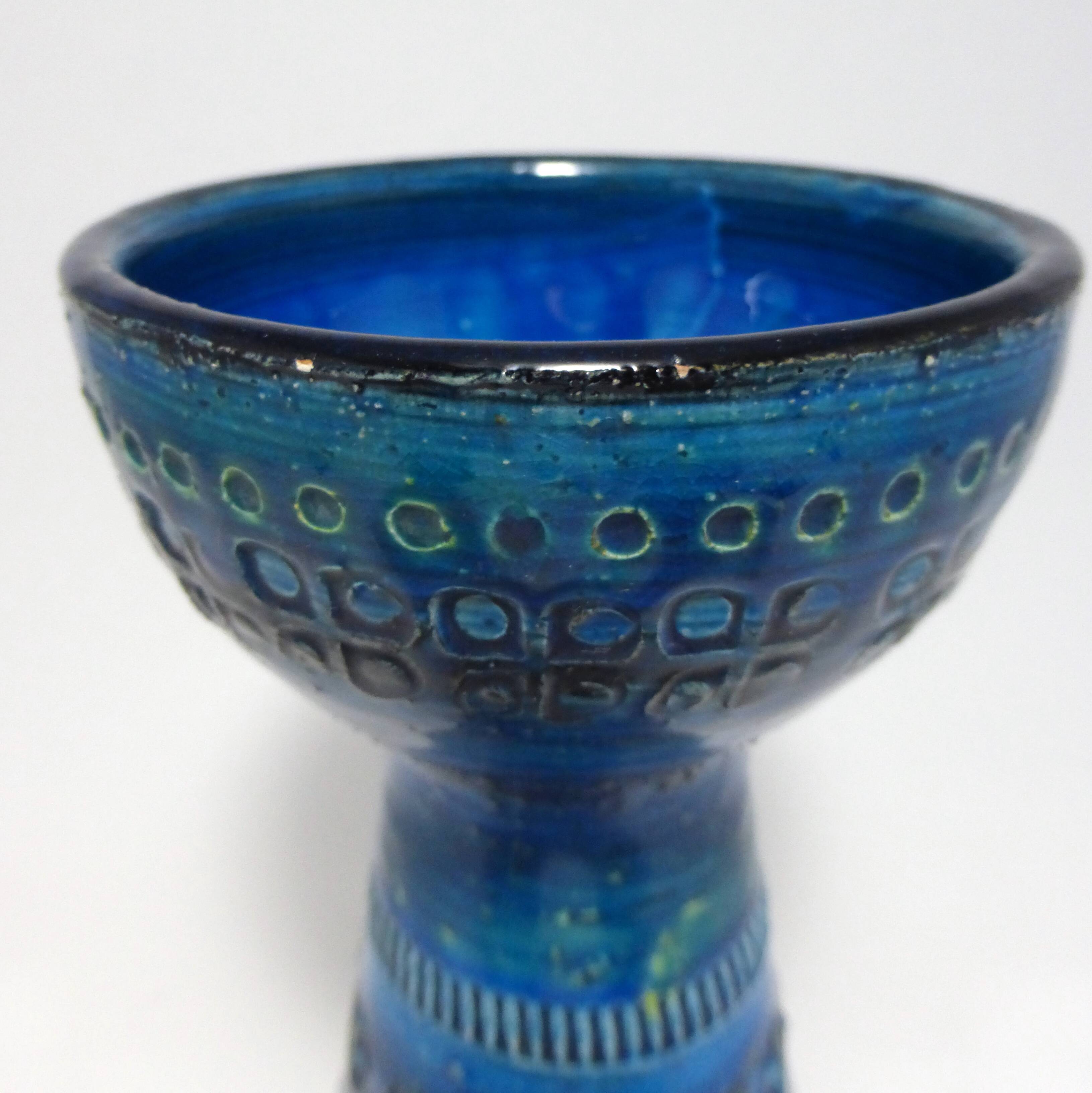 1950 1960 Rimini Blu Aldo London Diamond Bitossi ceramic candleholder