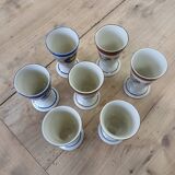 7 old glazed stoneware mazagrans