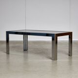 Table Basse en Chrome et Verre Fumé, 1970s